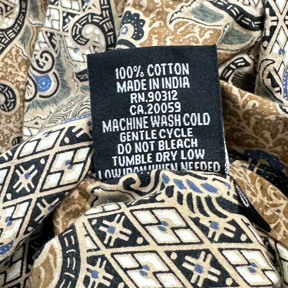Fresh Groove Mens Shirt size L Brown Short Sleeve Button Up Paisley 100% Cotton - Picture 8 of 8